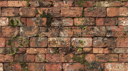 Obraz premium Rustic Stone Wall with Weathered Bricks.
