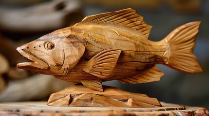 Wooden fish carving