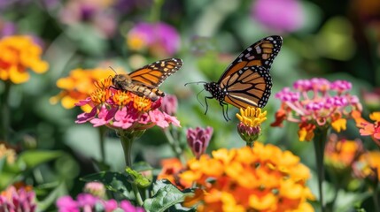 Obraz premium Monarch Butterfly on Flowers