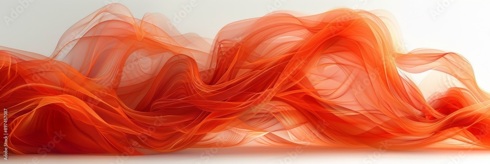 Poster red fabric waves create vibrant, dynamic display with texture and movement in the visually striking 
