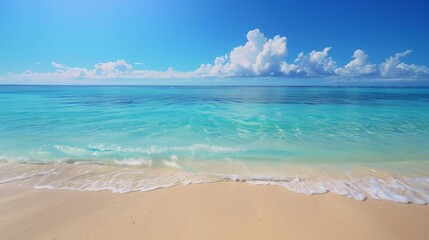 Obraz premium beautiful beach with crystal-clear waters and pristine sand, free of any plastic bags or waste, emphasizing a plastic-free shoreline