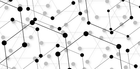 Technology abstract white digital background of connected dot with honeycomb stock lines. honeycomb shaped net composed of illuminated lines with glowing dots, technological and futuristic background.