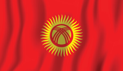 Realistic Kyrgyzstan national flag perfect color, scale, and proportion. 