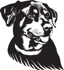 black and white illustration of New Zealand Huntaway Dog