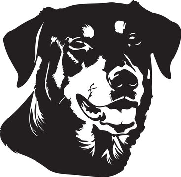 black and white New Zealand Huntaway Dog illustration