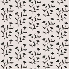 Vector illustration of flower in simple hand drawn and linocut style. Simple contour vector illustration for cosmetics, postcard and pattern.