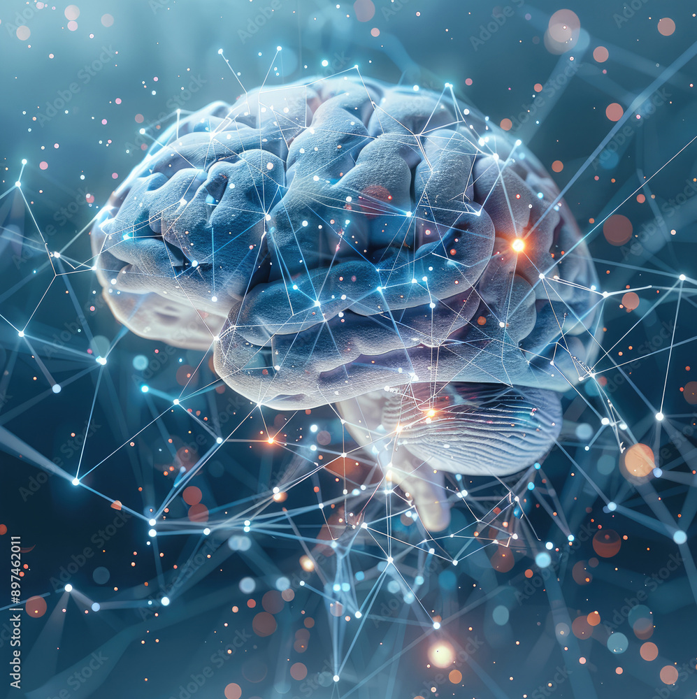 Leinwandbilder graphic of a brain with interconnected nodes. generative ai.