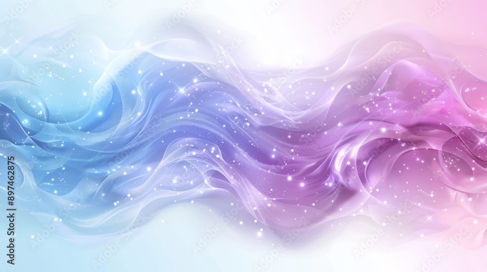 Poster elegant abstract swirl design featuring gradient colors and sparkles, perfect for modern art themes.
