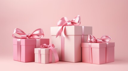 festive pink gift boxes 