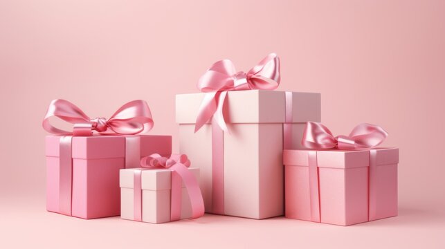 festive pink gift boxes 