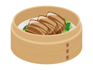 せいろに入った角煮のイラスト