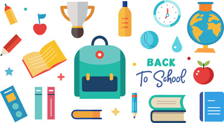 Back to school elements illustration set