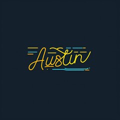 Colorful Neon Word Art: Austin Design