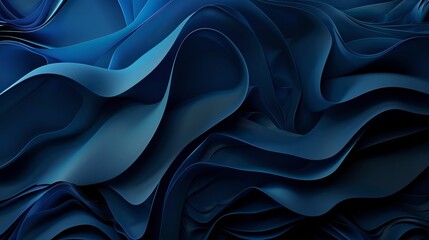 Obraz premium Fluid dark blue abstract background with wavy shapes, perfect for website designs and presentations
