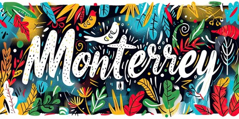 Obraz premium Colorful Artistic Design Featuring Monterrey Text