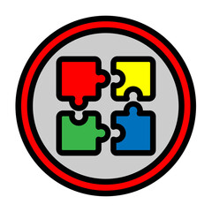 Puzzle pieces fitting together Vector Filled Icon Design