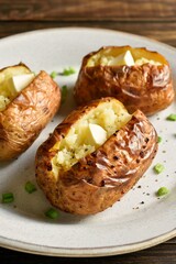 Oven baked potato with butter