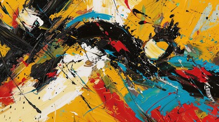 Colorful Abstract Expressionist Paint Splatters on Canvas - Vibrant and Dynamic Artistic Creation