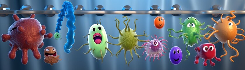 Pathogens on bathroom curtain rods, germs, bathroom, depicting unnoticed hygiene issues