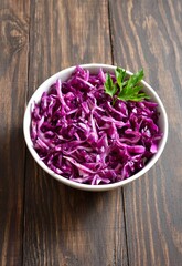 Red cabbage in bowl