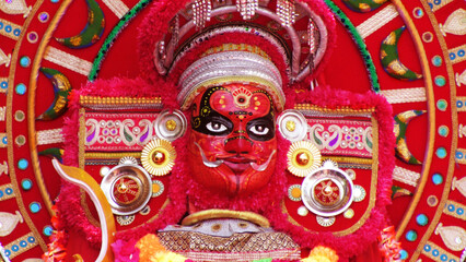 Sculptural presentation of Theyyam, a religious ritual practiced in Kerala, India