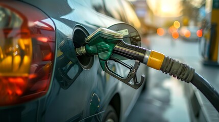 a car is parked at a gas station