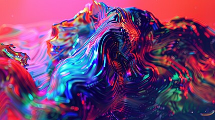 Vibrant Digital Glitch Art Creating Neon Aesthetic with Contemporary Effects