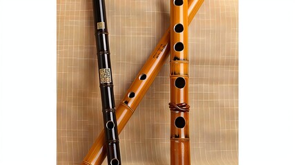 Fototapeta premium A pair of flutes with different designs on them.