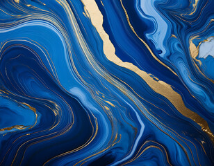 Obraz premium Blue Marble Background- A luxurious blue marble texture with gold patterns. The elegant, fl_1(81)