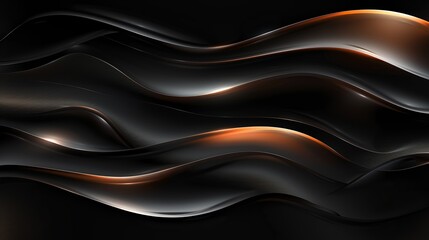 Fototapeta premium Sophisticated and luxurious abstract dark background with flowing golden waves, exuding elegance