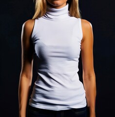 A woman wearing a white top.