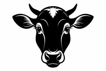 Black and White Cow Head Silhouette portrait, logo, element. Vector illustration, A cow head silhouette black vector artwork illustration.