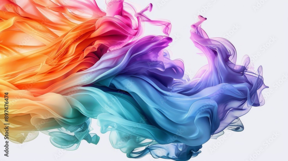 Poster abstract colorful background with wavy pattern forming in the air over a light background
