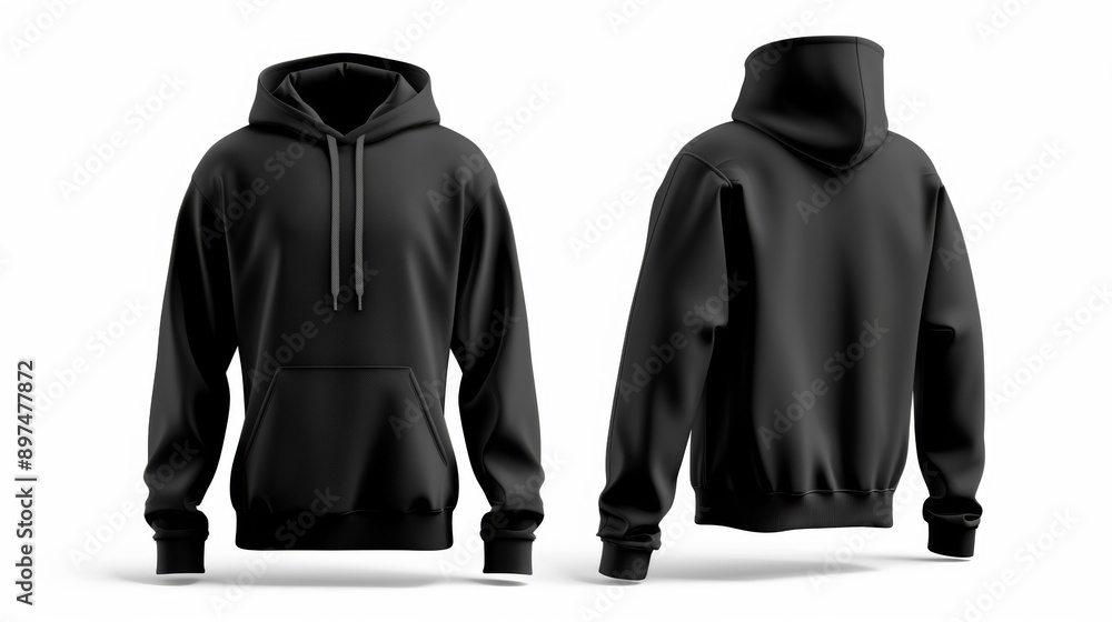 Wall mural A black hoodie with a hood and a zipper