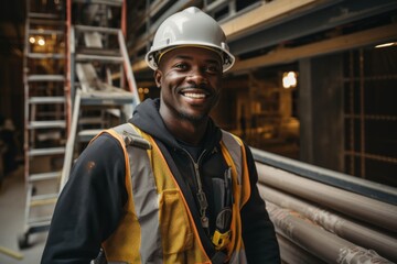 Portrait of a male African American construction worker