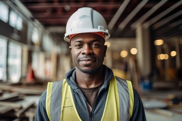 Portrait of a male African American construction worker