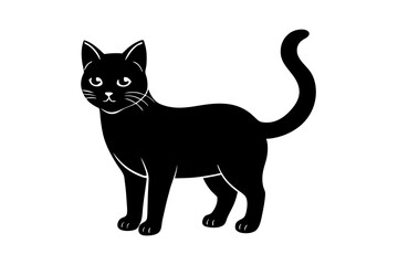 create a cute cat silhouette vector style illustration