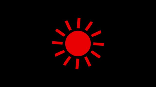 Sun icon red color neon animation , black backgraound