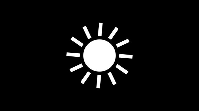 Sun icon white  color neon animation , black backgraound