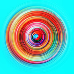 Colorful radial motion effect. Abstract rounded background. Color curves and sphere. Multi color gradient rings and circles wallpaper. Colored texture backdrop and banner.