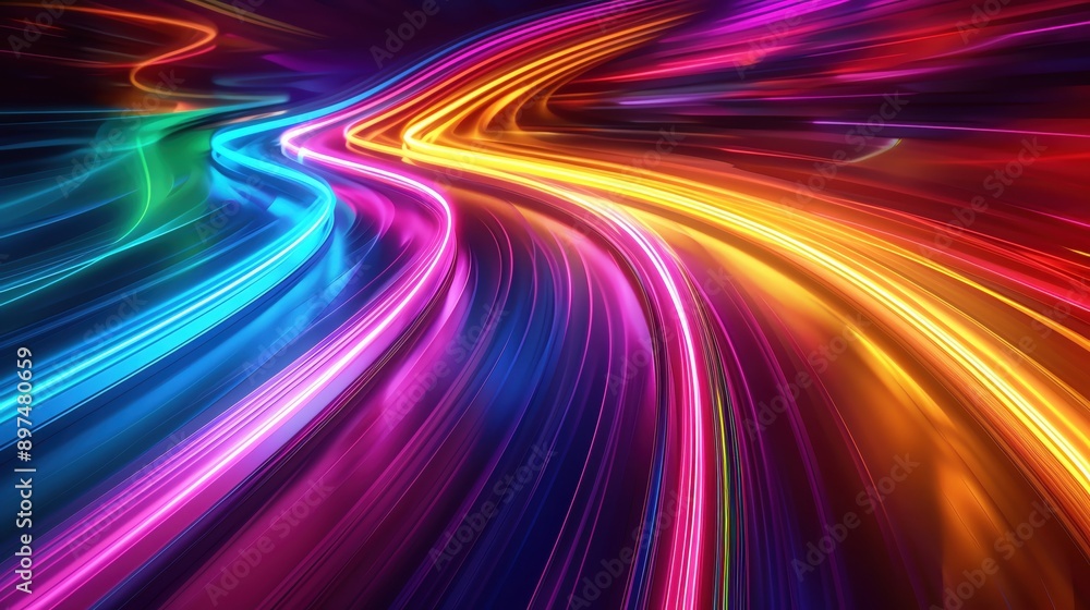Poster vibrant abstract background with flowing neon colors creating a dynamic and energetic visual effect.