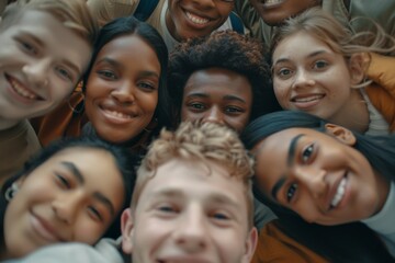 Obraz premium Diverse group of young people taking a selfie together