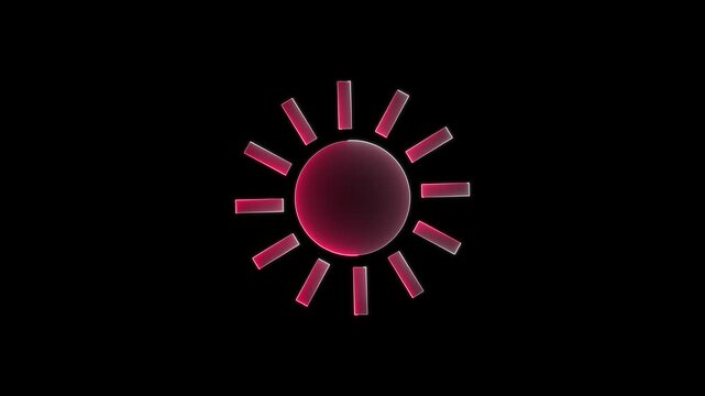 Sun icon red color neon animation , black backgraound