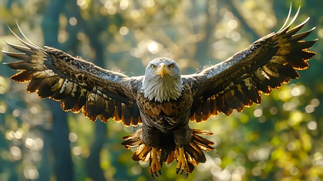 Photorealistic depiction of an eagle swooping down over a Civil War reenactment