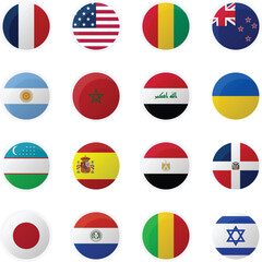 Participants of the men's football tournament 2024 in France. National football teams with round flag icons.