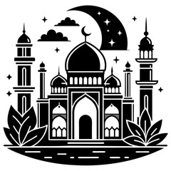 Set Of Mosque icon vector silhouette 