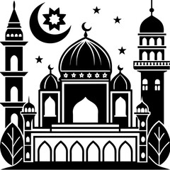 Set Of Mosque icon vector silhouette 