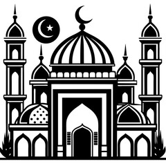 Set Of Mosque icon vector silhouette 