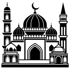 Set Of Mosque icon vector silhouette 