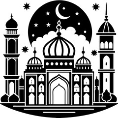 Set Of Mosque icon vector silhouette 